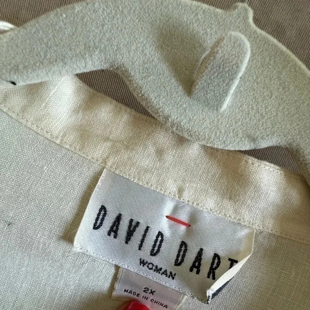 David Dart Light Yellow Linen Oversized Button Down Top with Pockets. Size 2x - Picture 5 of 5